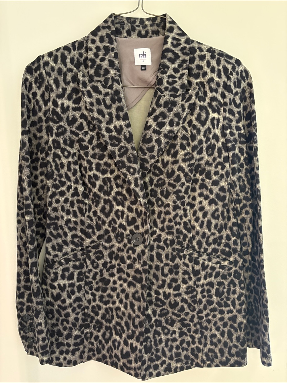 CAbi Leopard-Print Blazer in Black and Tan size 4